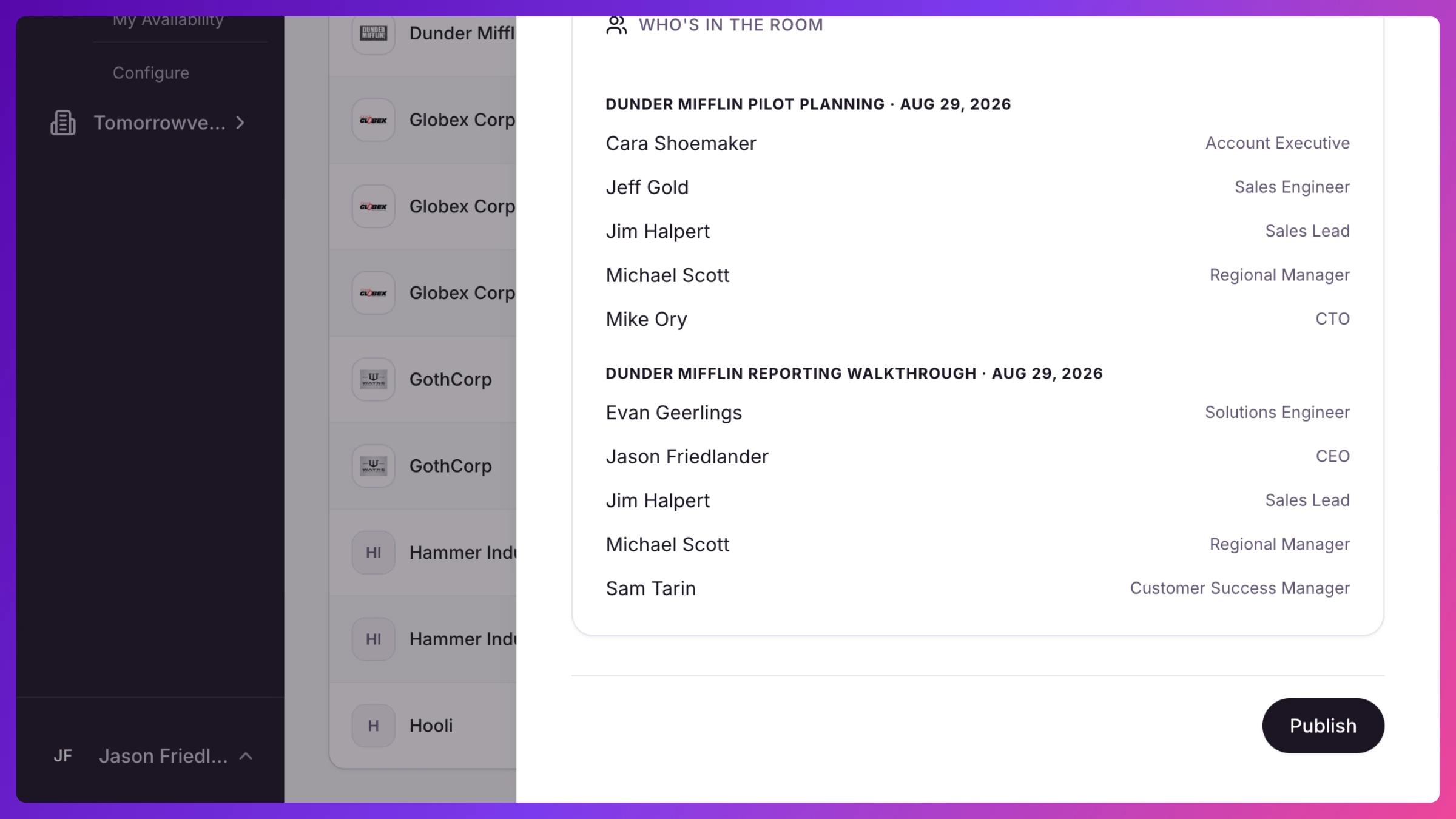 Brief detail footer showing the Publish/Unpublish button and the Draft/Published status pill